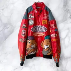 美品GALFY/ガルフィー フェイクレザージャケット ファイヤーパターン 美品GALFY/ガルフィー フェイクレザージャケット ファイヤー
