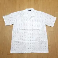 【デザイン古着】シャツ 半袖 オープンカラー オーバーサイズ マリン 白