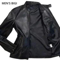 美品【人気M ラムレザー】メンズビギ　シングルライダースジャケット 黒　Wジップ