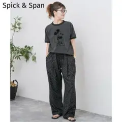 現行 Spick & Span ドットプリントイージーストレートパンツ 38 黒