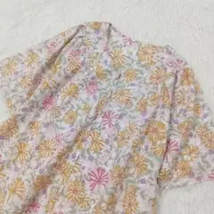 【美品】サロンジェ V&A 花柄 ボタニカル ワンピース 五分袖 フリー