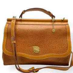 美品　NINARICCI ニナリッチ リーフエンボス 本革 2wayハンドバッグ