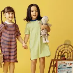 B:MING by BEAMS テレコ ボーダー ワンピース レッド
