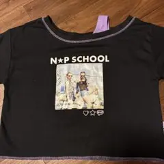 N★P SCHOOL 黒 クロップドTシャツ150 重ね着　トップス　ニコプチ