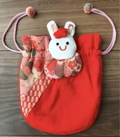 【匿名配送】七五三 巾着 袋 小物入れ 和装バッグ 赤