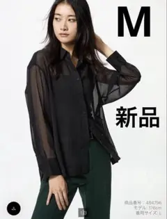 ユニクロ　シアーシャツ　新品 Mサイズ　ブラック　ブラウス