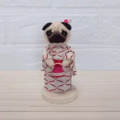❤️羊毛フェルト　お祭りパグちゃん⑤