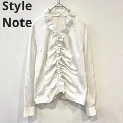 スタイルノート/フリル/シャツ/ブラウス/スタンドカラー/白シャツ/ストライプ