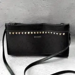 美品✨ミニショルダーバッグ ウォレット レザー 黒 スタッズ 財布