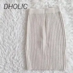 DHOLIC ディーホリック リブ編みニットタイトスカート　アイボリー【F】