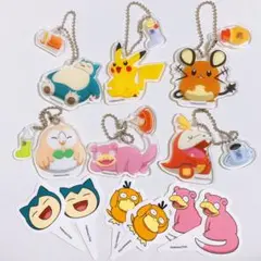 ポケモン　コメダ珈琲コラボ　オリジナルチャーム6点+シール6枚　ピカチュヤドン
