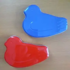 豊島屋 鳩の日 鳩サブレー缶 青赤