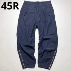 45R ワイドパンツ Rロゴ刺繍 サイドファスナー ダークネイビー ワークパンツ