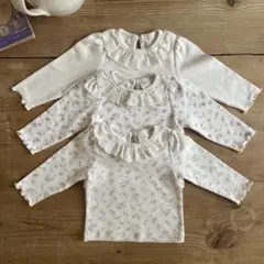 marron 花柄レース襟長袖カットソー L
