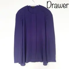 【Drawer ドゥロワー】シルクジョーゼット ノーカラー ブラウス パープル