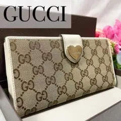 【美品】グッチ GGキャンバス ラブリーハート クレスト Wホック キャンバス