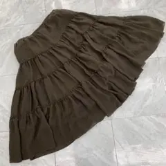 LAUTREAMONT View ティアードスカート フレア シフォン カーキ