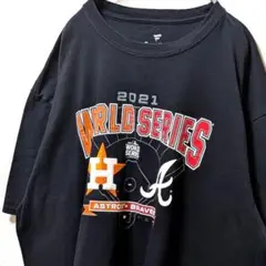 ファナティクスMLBアストロズvsブレーブス Tシャツ ブラック黒2XL古着
