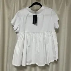 ホワイト フレアシルエット Tシャツ 半袖フリル シャツ
