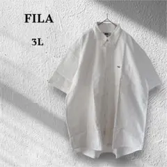 フィラ FILA ビックサイズ 3L 大きめ 半袖 ボタンダウン 白 綿100%