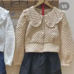パラビオン ふくれブラウス 凸凹デコボコ素材 アウターなど アイボリー モカ
