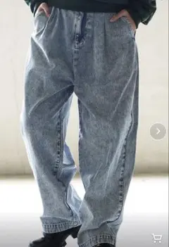 Beno ワイド バルーンデニムパンツ　ジーパン　ジーンズ　コットン100% L