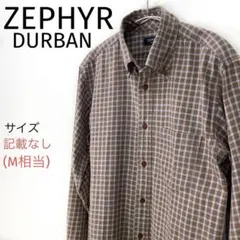 DURBAN ZEPHYR チェック柄ボタンダウン長袖シャツ メンズ 綿100%