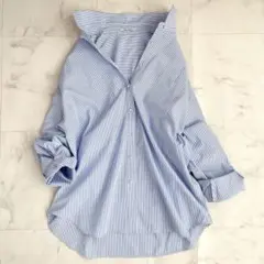美品✨エマテイラー 綿/ポリ 長袖 パール釦 ストライプ シャツ オーバーサイズ
