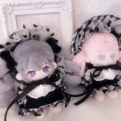 ギンガムワンピース　ハーフボンネット付き　無属性　10cm用