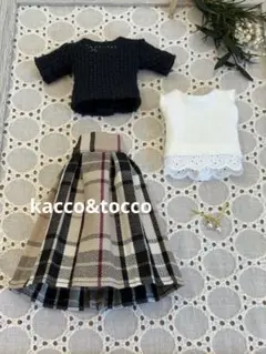 No.3499 ハンドメイド22cmドール服 3点セット（ピアス付き）
