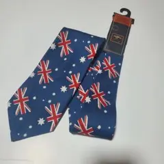 未使用タグ付き　オーストラリア　国旗柄ネクタイ　メンズ　ピン付き