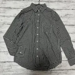【ユニクロ】ギンガムチェック フランネルシャツ M 黒×白