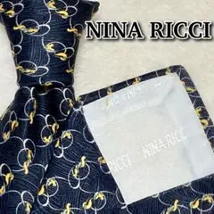 NINA RICCI ニナリッチ 動物柄 黒色 高級シルク 0134