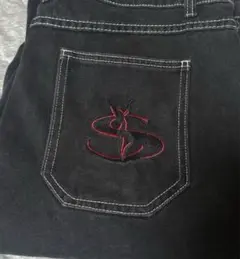 ヤードセール yardsale デニム 黒 ブラック 刺繍ロゴ