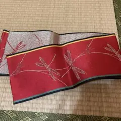 赤と銀のトンボ刺繍 帯