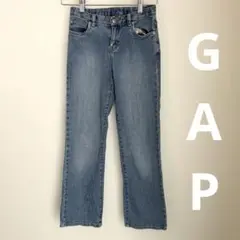 GAP 130 ライトブルー ストレートパンツ　柄ポケット　長ズボン　綿