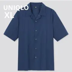 【UNIQLO】オープンカラーシャツ　半袖　ブルー　XL