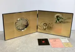新品 箔一 風神雷神 屏風時計 金沢箔 クォーツ時計 和風デザイン 合成漆器