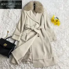 ボディドレッシングデラックス カシミヤ ブルーフォックス ファー 女優襟 38