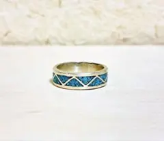 ZUNI ズニ族　シルバーリング　ターコイズ　インレイ　スターリング