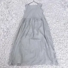 リブインコンフォート【M】ノースリーブロングフレアワンピース/綿 シンプル