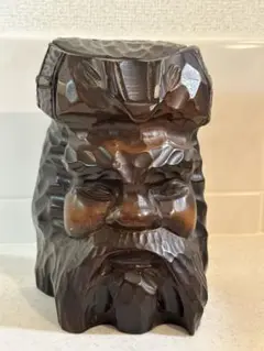 【守り神】木彫り置物 髭の精霊 高さ20cm 民芸品
