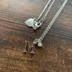 シルバーネックレス アルファベットモチーフ M