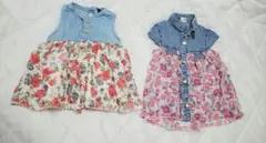 80センチ花柄デニムシャツ セット