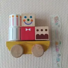 木製カラフルブロックと車のセット