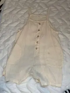 クリーム色ボタン付きオーバーオール anggo