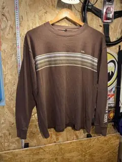 VANS ブラウン ストライプ 長袖Tシャツ Lサイズ