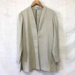 タグ付 JETSET オーバーサイズ リネンライクノーカラージャケット M 春夏