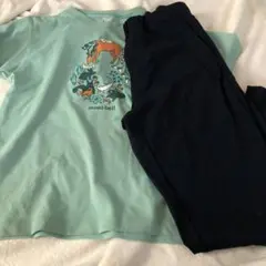 モンベル速乾キッズTシャツ150ユニクロ紺色パンツ
