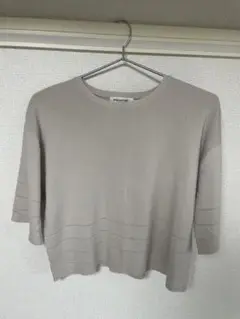 NATURAL BEAUTY BASIC ベージュ 五分袖ニット M